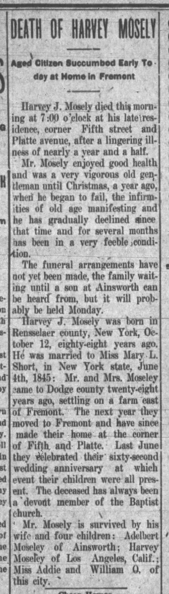 Clipping from Fremont Tribune